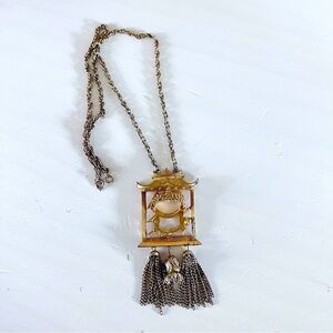 Vintage gold tone Oriental statement necklace